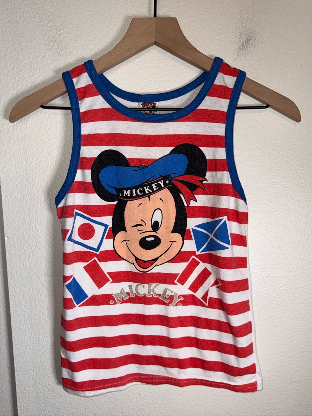 DISNEY SAILOR MICKEY Vintage striped nautical lightweight youth tank top M